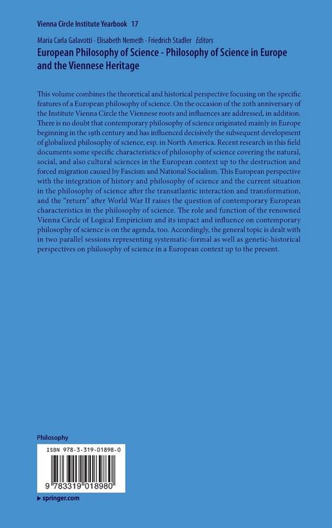 Produktbild: European Philosophy of Science - Philosophy of Science in Europe and the Viennese Heritage