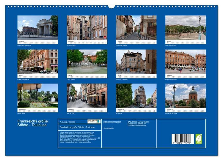 Produktbild: Frankreichs gro&szlig;e St&auml;dte - Toulouse (hochwertiger Premium Wandkalender 2026 DIN A2 quer), Kunstdruck in Hochglanz