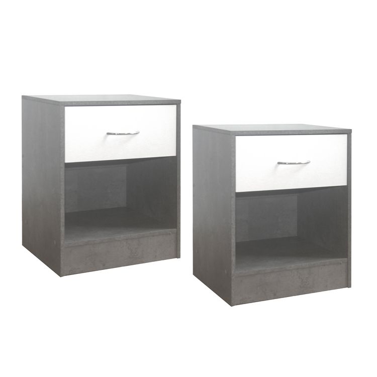 Produktbild: HTI-Living Nachtschrank 2er Set Thekla Beton/Weiß