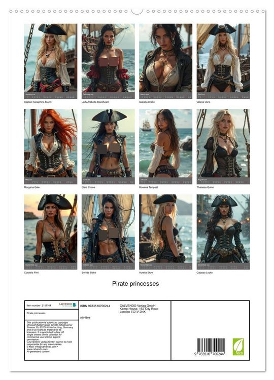 Produktbild: Pirate princesses (High Quality Premium Wall Calendar 2026 DIN A2 portrait),CALVENDO 12 Month Wall Calendar
