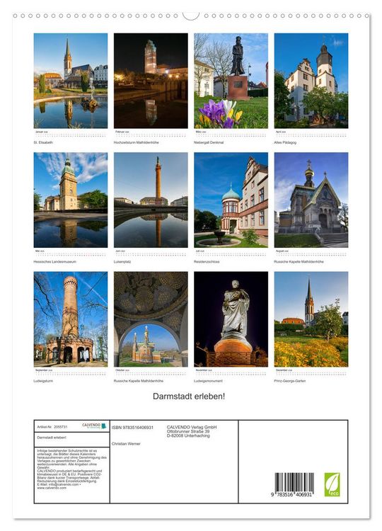 Produktbild: Darmstadt erleben! (hochwertiger Premium Wandkalender 2026 DIN A2 hoch), Kunstdruck in Hochglanz