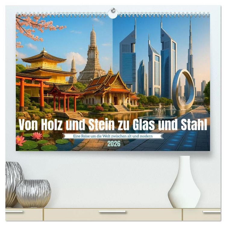 Produktbild: Von Holz und Stein zu Glas und Stahl (hochwertiger Premium Wandkalender 2026 DIN A2 quer), Kunstdruck in Hochglanz