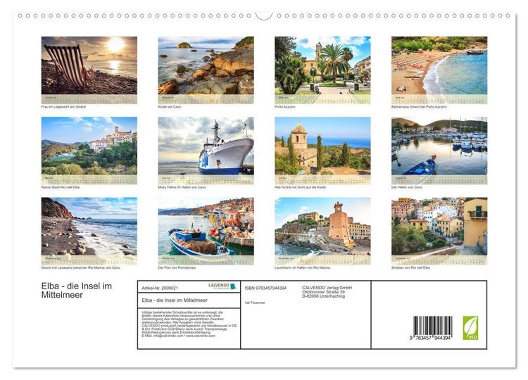 Produktbild: Elba - die Insel im Mittelmeer (hochwertiger Premium Wandkalender 2026 DIN A2 quer), Kunstdruck in Hochglanz