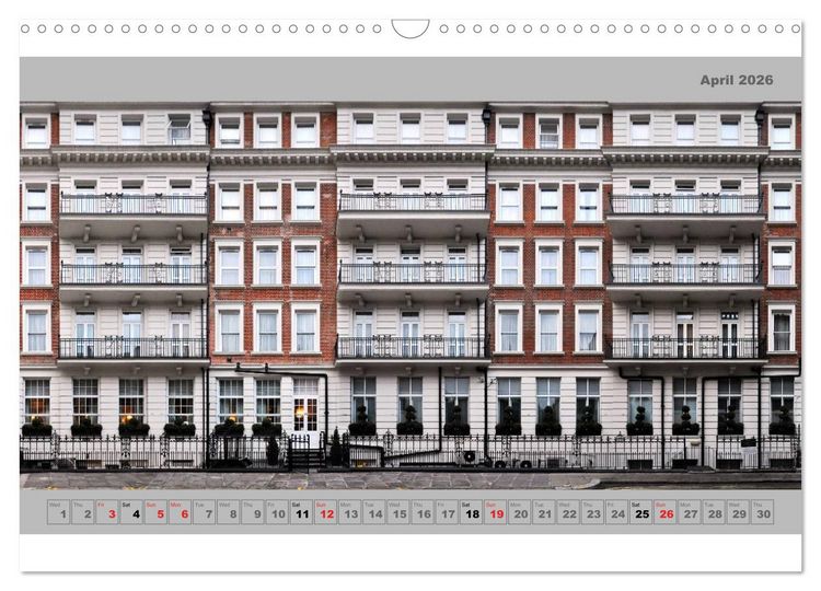 Produktbild: London Street Fronts 2026 / UK-Version (Wall Calendar 2026 DIN A3 landscape), CALVENDO 12 Month Wall Calendar