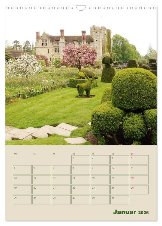 Produktbild: Schl&ouml;sser und G&auml;rten in England (Wandkalender 2026 DIN A3 hoch), CALVENDO Monatskalender