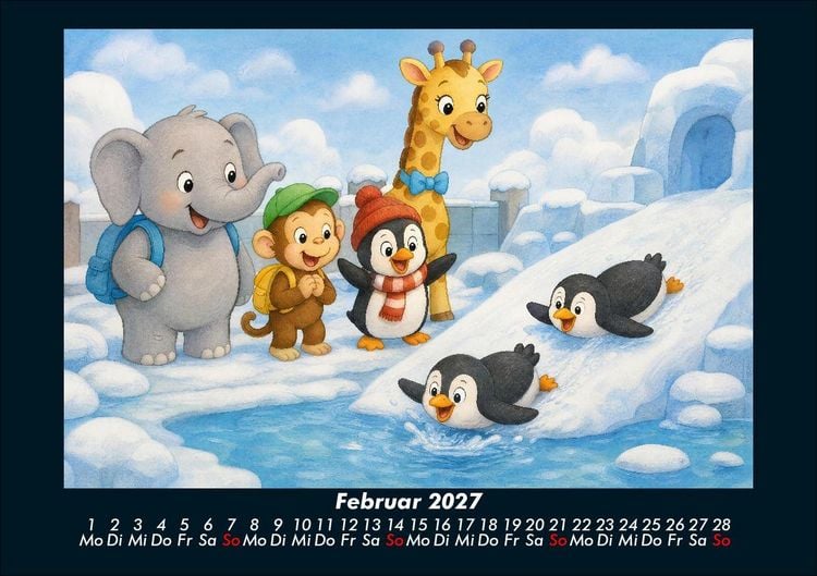 Produktbild: Ein Jahr im Zoo mit Raffi und Freunden 2027 Fotokalender DIN A5