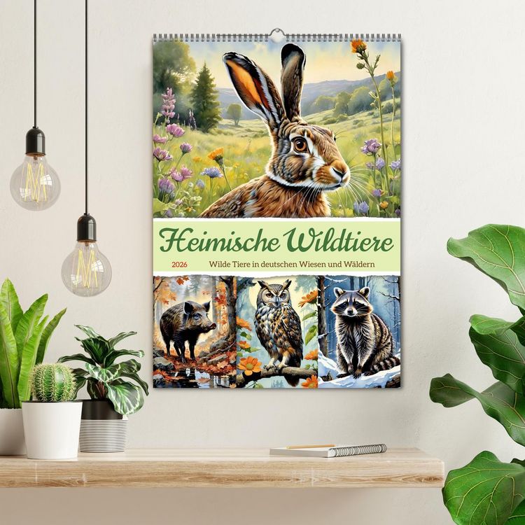 Produktbild: Heimische Wildtiere 2026 (Wandkalender 2026 DIN A2 hoch), CALVENDO Monatskalender