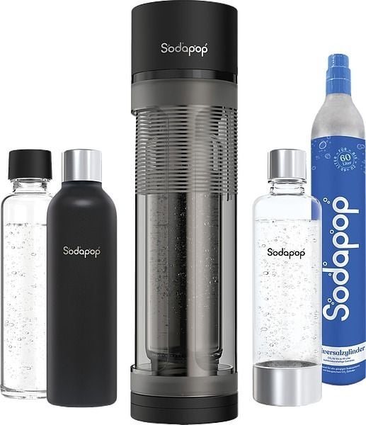Produktbild: SODAPOP Wassersprudler Logan mit Glasflasche, PET Flasche, Edelstahlflasche & CO2-Zylinder
