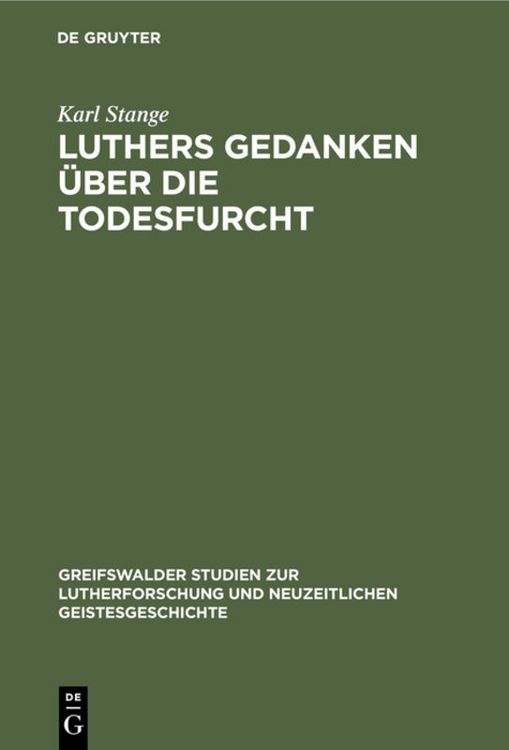 Produktbild: Luthers Gedanken &uuml;ber die Todesfurcht