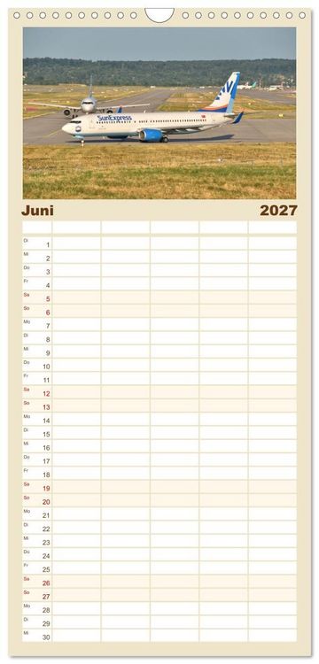 Produktbild: Familienplaner 2027 - Flugzeuge auf Europas Flugh&auml;fen mit 5 Spalten (Wandkalender, 21 x 45 cm) CALVENDO