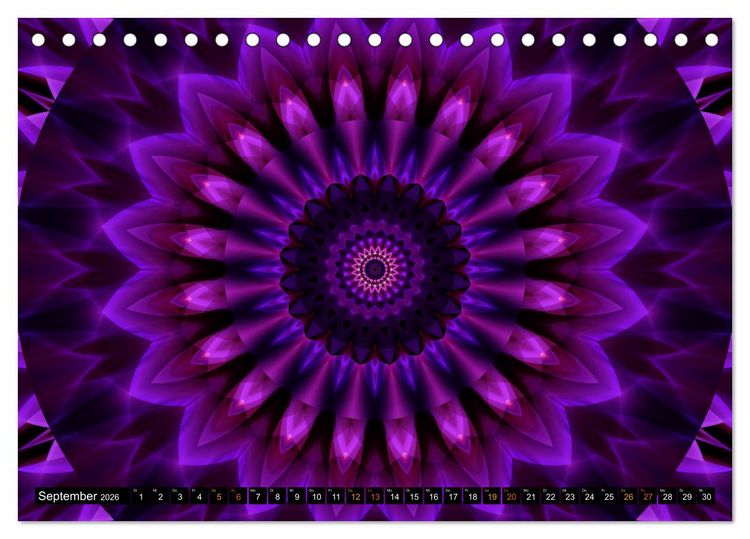 Produktbild: Energie - Mandalas, Spiritualit&auml;t durch die Farbe Lila (Tischkalender 2026 DIN A5 quer), CALVENDO Monatskalender