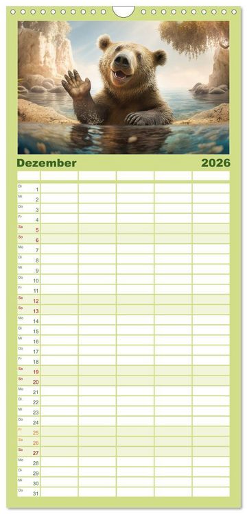 Produktbild: Familienplaner 2026 - Im Paradies der Tiere mit 5 Spalten (Wandkalender, 21 x 45 cm) CALVENDO