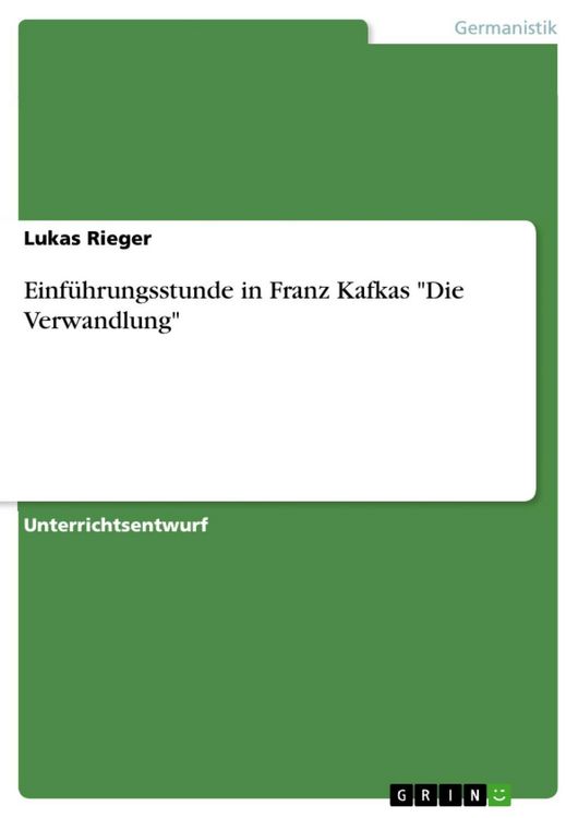 Produktbild: Einf&uuml;hrungsstunde in Franz Kafkas "Die Verwandlung"