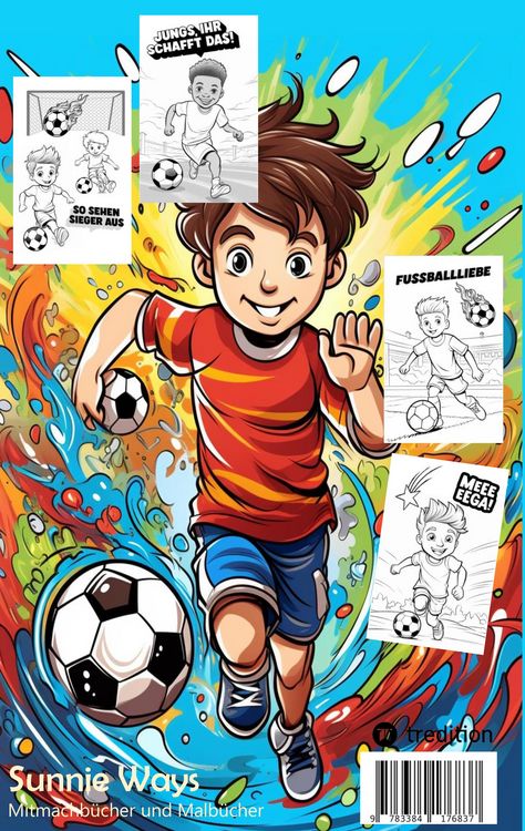 Produktbild: Fu&szlig;ball Malbuch Power Academy Mini-Malbuch f&uuml;r Jungen: Ausmalbilder Junge Fu&szlig;ballspieler mit motivierenden Spr&uuml;chen f&uuml;r EM 2024 Fu&szlig;ball Geschenk f&uuml;r Kinder