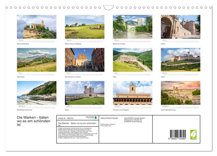 Produktbild: Die Marken - Italien wo es am sch&ouml;nsten ist (Wandkalender 2026 DIN A3 quer), CALVENDO Monatskalender