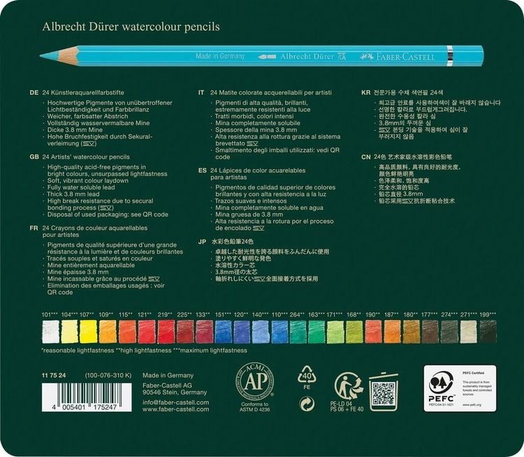 Produktbild: Faber-Castell Aquarellstifte Albrecht D&uuml;rer, 24er Set Metalletui