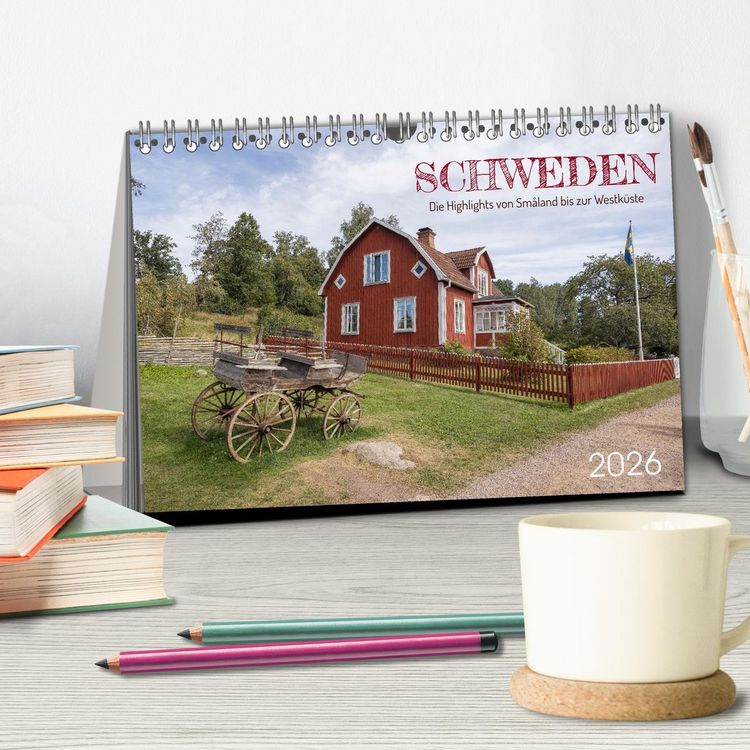 Produktbild: Schweden - Die Highlights von Sm&aring;land bis zur Westk&uuml;ste (Tischkalender 2026 DIN A5 quer), CALVENDO Monatskalender