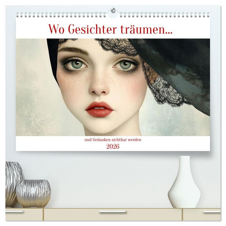 Produktbild: Wo Gesichter tr&auml;umen und Gedanken sichtbar werden (hochwertiger Premium Wandkalender 2026 DIN A2 quer), Kunstdruck in Hochglanz