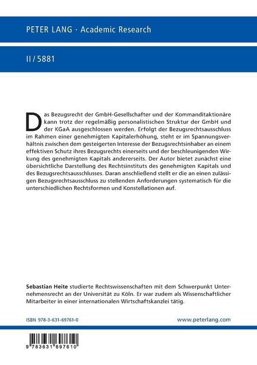 Produktbild: Bezugsrechtsausschluss im Rahmen des genehmigten Kapitals bei personalistisch strukturierten Kapitalgesellschaften &ndash; GmbH & KGaA