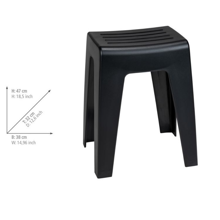 Produktbild: Badhocker Mod. Kumba Schwarz, stabile Qualit&auml;t aus Kunststoff