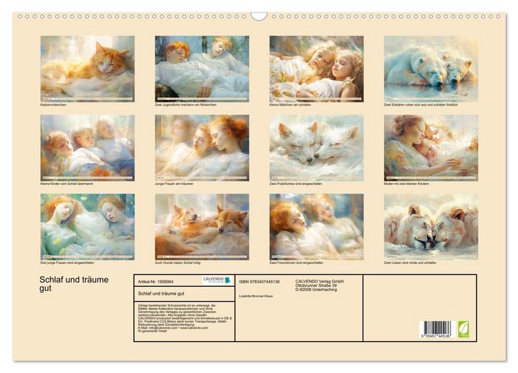 Produktbild: Schlaf und tr&auml;ume gut (Wandkalender 2026 DIN A2 quer), CALVENDO Monatskalender