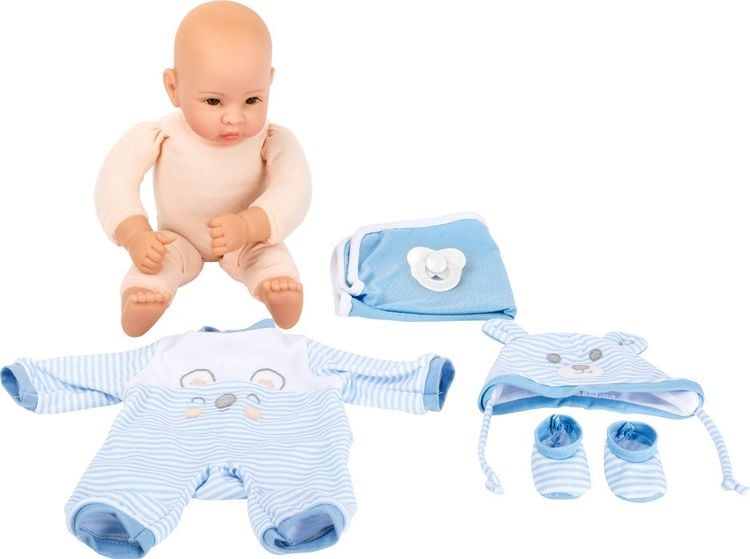 Produktbild: Small foot 11238 - Puppe Lukas mit weiß/blauem Zubehör, Weichkörper-Puppe, 40cm