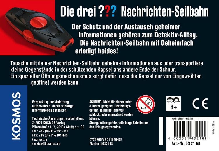 Produktbild: Die drei ??? Nachrichten-Seilbahn (große Dose)