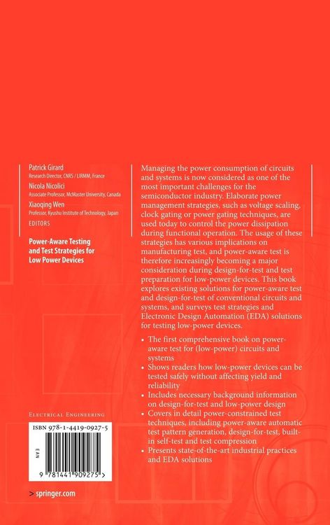 Produktbild: Power-Aware Testing and Test Strategies for Low Power Devices
