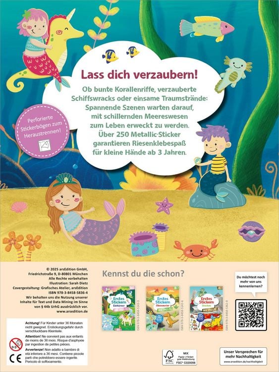 Produktbild: Erstes Stickern Metallic &ndash; Meerjungfrauen
