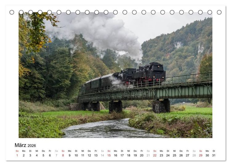 Produktbild: Mit der Eisenbahn in die Fr&auml;nkische Schweiz (Tischkalender 2026 DIN A5 quer), CALVENDO Monatskalender