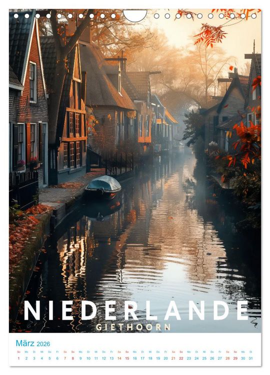 Produktbild: Niederlande - Old School Poster Style (Wandkalender 2026 DIN A4 hoch), CALVENDO Monatskalender