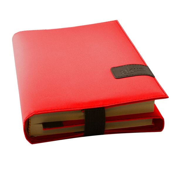 Produktbild: BookSKIN Buch Einband (Gr&ouml;&szlig;enverstellbar) in Rubin-Rot mit Lesezeichen