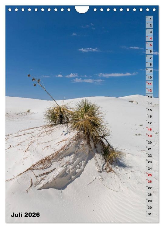Produktbild: WHITE SANDS NATIONAL MONUMENT W&uuml;stenimpressionen (Wandkalender 2026 DIN A4 hoch), CALVENDO Monatskalender