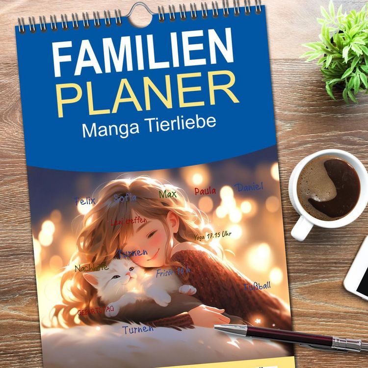 Produktbild: Familienplaner 2026 - Manga Tierliebe mit 5 Spalten (Wandkalender, 21 x 45 cm) CALVENDO