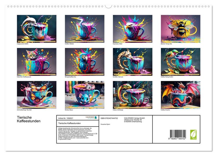 Produktbild: Tierische Kaffeestunden (hochwertiger Premium Wandkalender 2026 DIN A2 quer), Kunstdruck in Hochglanz