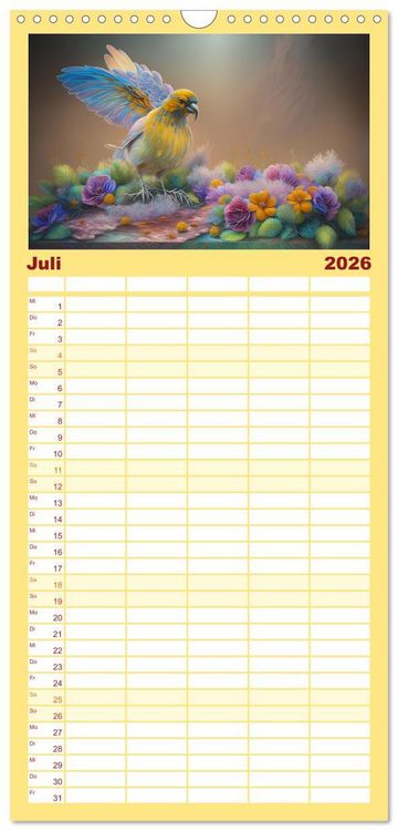 Produktbild: Familienplaner 2026 - Zauberhafte Paradiesv&ouml;gel mit 5 Spalten (Wandkalender, 21 x 45 cm) CALVENDO