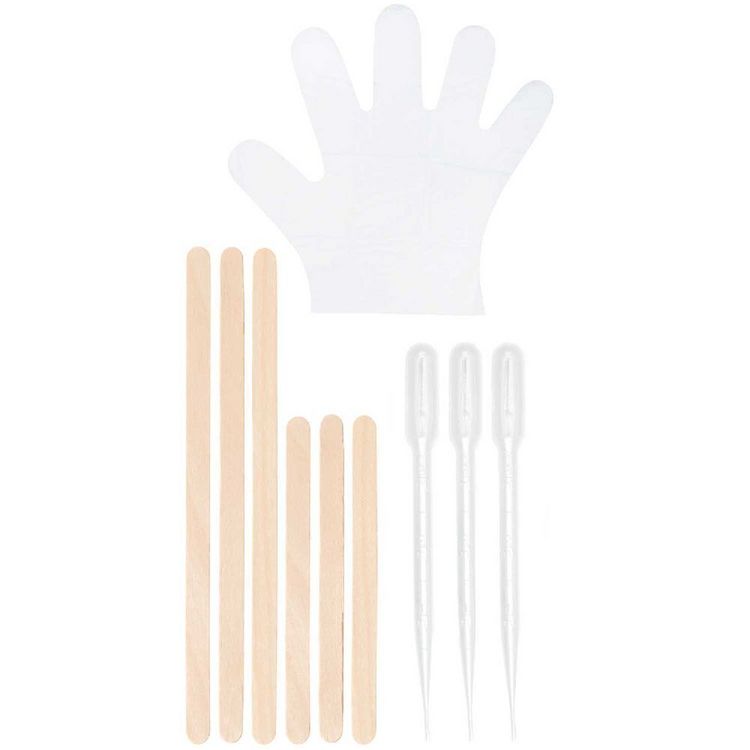 Produktbild: Gie&szlig;harz Zubeh&ouml;r Set, 12-tlg., 3x Pipette, 3x Holzstab kurz, 3x Holzstab lang, 3x Handschuhe