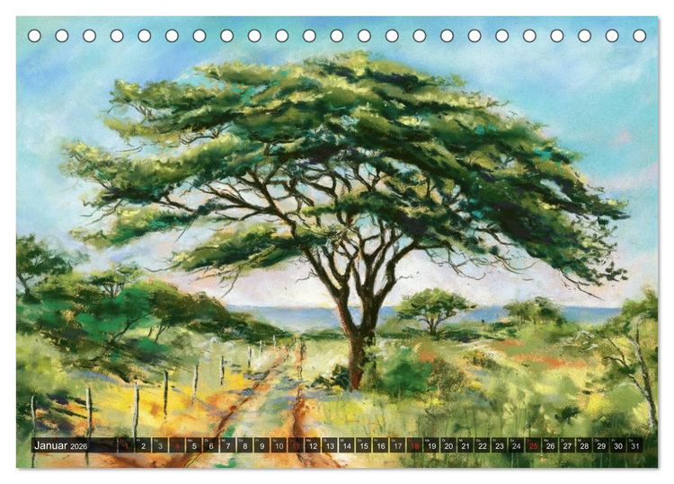 Produktbild: Afrika in Pastellgem&auml;lden (Tischkalender 2026 DIN A5 quer), CALVENDO Monatskalender