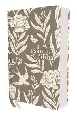 Produktbild: Nvi, Santa Biblia, Revisi&oacute;n 2022, Tama&ntilde;o Compacto, Tapa Dura/Tela, Gris Floral, Palabras de Jes&uacute;s En Rojo, Comfort Print