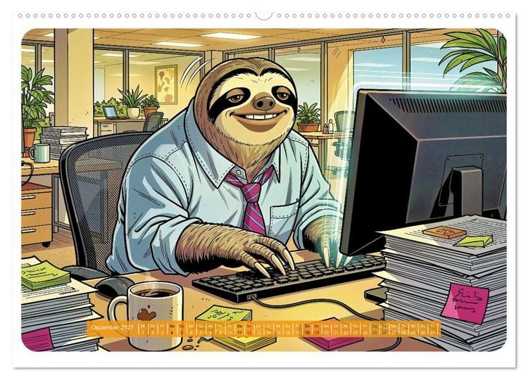 Produktbild: Lustiges Faultier im Beruf - Comic (hochwertiger Premium Wandkalender 2027 DIN A2 quer), Kunstdruck in Hochglanz