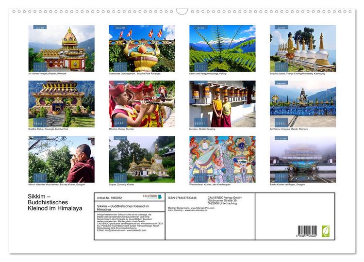 Produktbild: Sikkim &ndash; Buddhistisches Kleinod im Himalaya (Wandkalender 2026 DIN A2 quer), CALVENDO Monatskalender