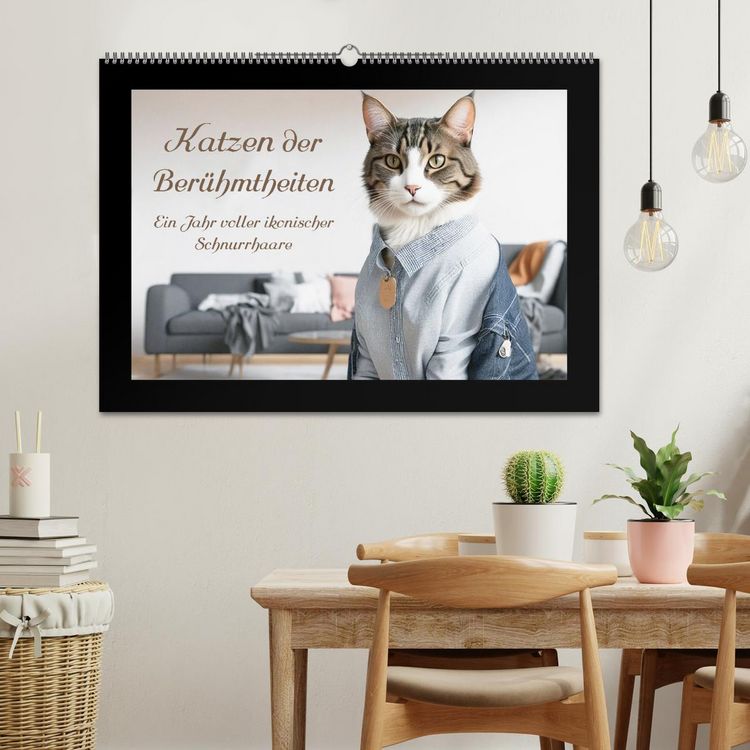 Produktbild: Katzen der Ber&uuml;hmtheiten - Ein Jahr voller ikonischer Schnurrhaare (Wandkalender 2026 DIN A2 quer), CALVENDO Monatskalender