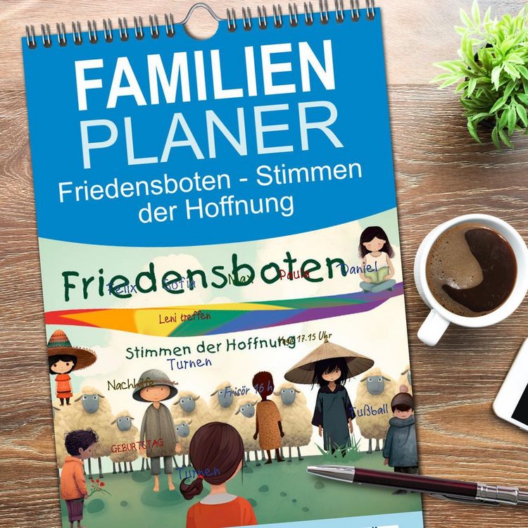 Produktbild: Familienplaner 2026 - Friedensboten - Stimmen der Hoffnung mit 5 Spalten (Wandkalender, 21 x 45 cm) CALVENDO