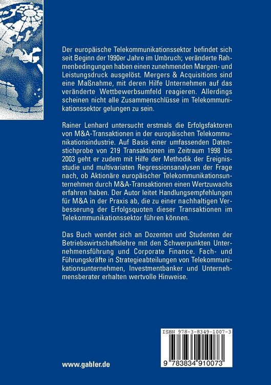 Produktbild: Erfolgsfaktoren von Mergers & Acquisitions in der europ&auml;ischen Telekommunikationsindustrie