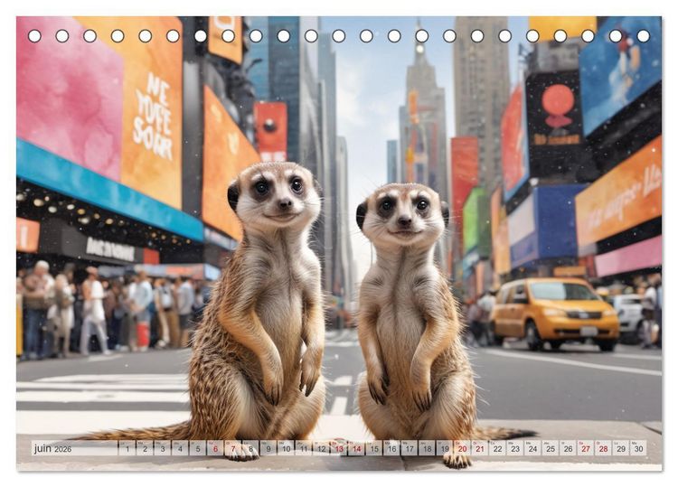 Produktbild: Suricates &agrave; New York (Calendrier de bureau 2026 DIN A5 vertical), CALVENDO calendrier mensuel