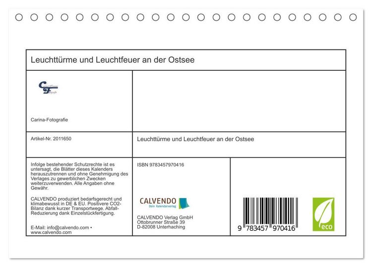Produktbild: Leuchtt&uuml;rme und Leuchtfeuer an der Ostsee (Tischkalender 2026 DIN A5 quer), CALVENDO Monatskalender