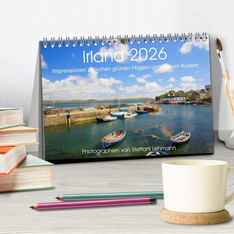 Produktbild: Irland 2026. Impressionen zwischen gr&uuml;nen H&uuml;geln und blauen K&uuml;sten (Tischkalender 2026 DIN A5 quer), CALVENDO Monatskalender