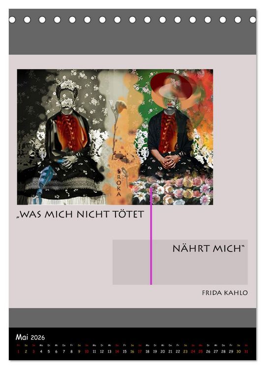 Produktbild: Frida Kahlo - Zitate im Dialog (Tischkalender 2026 DIN A5 hoch), CALVENDO Monatskalender