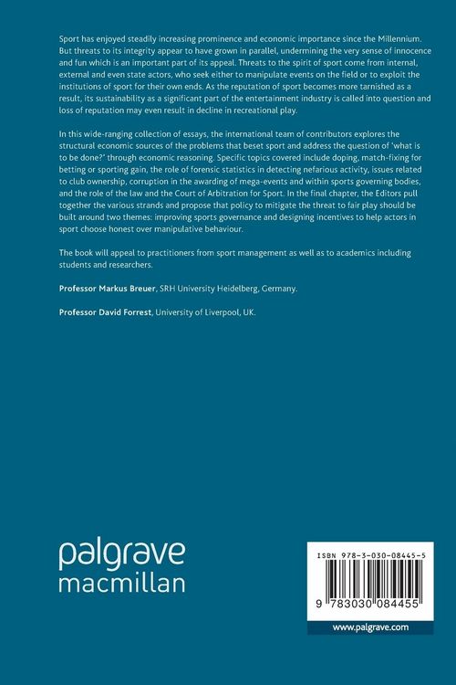 Produktbild: The Palgrave Handbook on the Economics of Manipulation in Sport