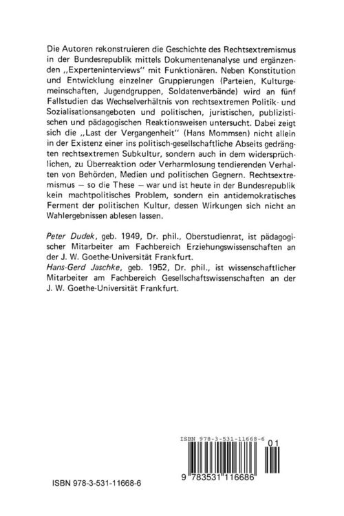 Produktbild: Entstehung und Entwicklung des Rechtsextremismus in der Bundesrepublik